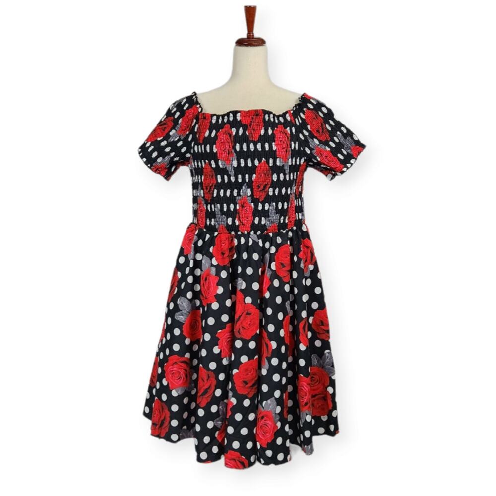 City Chic Rose Spot Dress Off Shoulder Knee Length Women's Plus Size 18 New